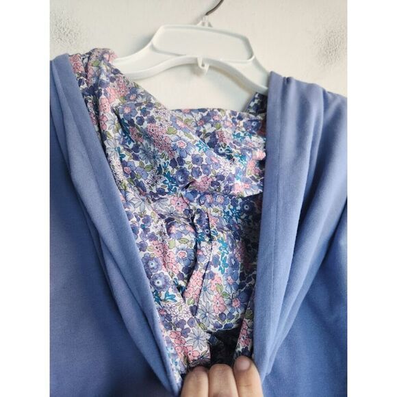 Quacker Factory Women Blue Full Zip w/Floral Hem Cotton Hoodie Sweater size 2X - Picture 8 of 10